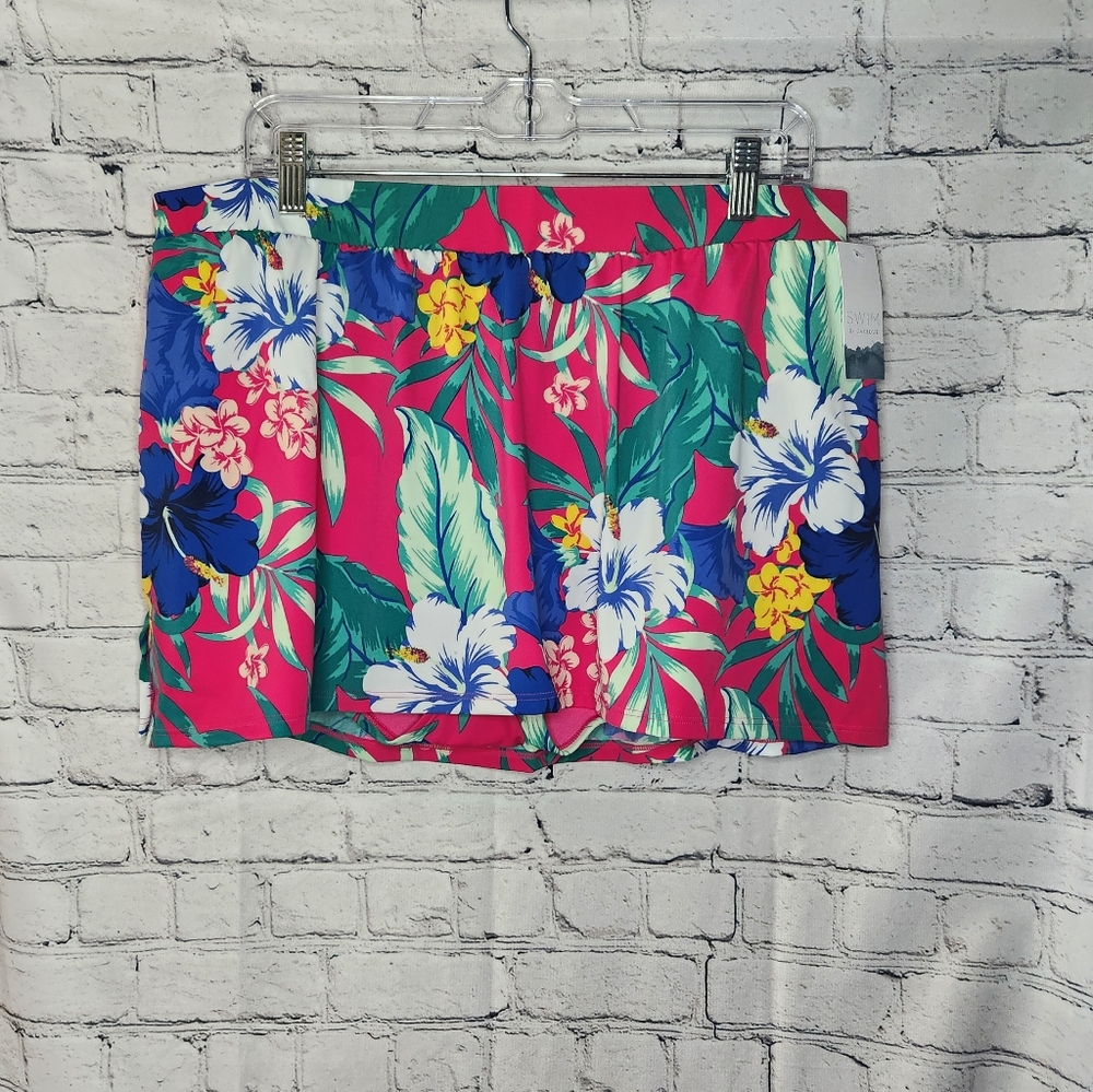 Swim by Cacique Floral Tropical Hawaiian Tankiniβ Skirt Bottom Size 16